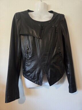 Rudsak Leather Jacket Asymmetrical Zipper Reg $645